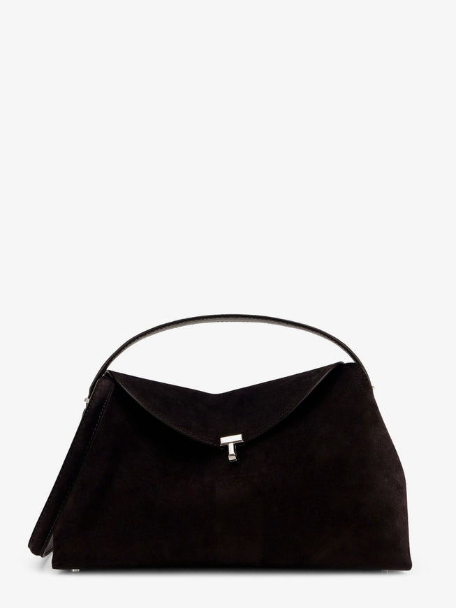 Toteme T-Lock Hammered Leather Shoulder Bag Uni Espresso