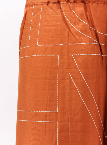 Toteme Silk Trousers With Monogram Logo Embroidery