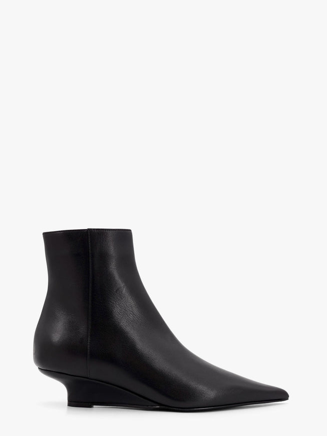 Toteme Leather Ankle Boots With Wedge Heel Nero