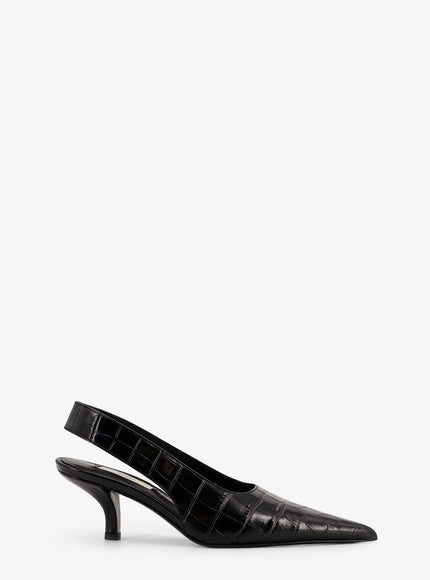 Toteme Leather Slingback Pumps With Croco Effect Black