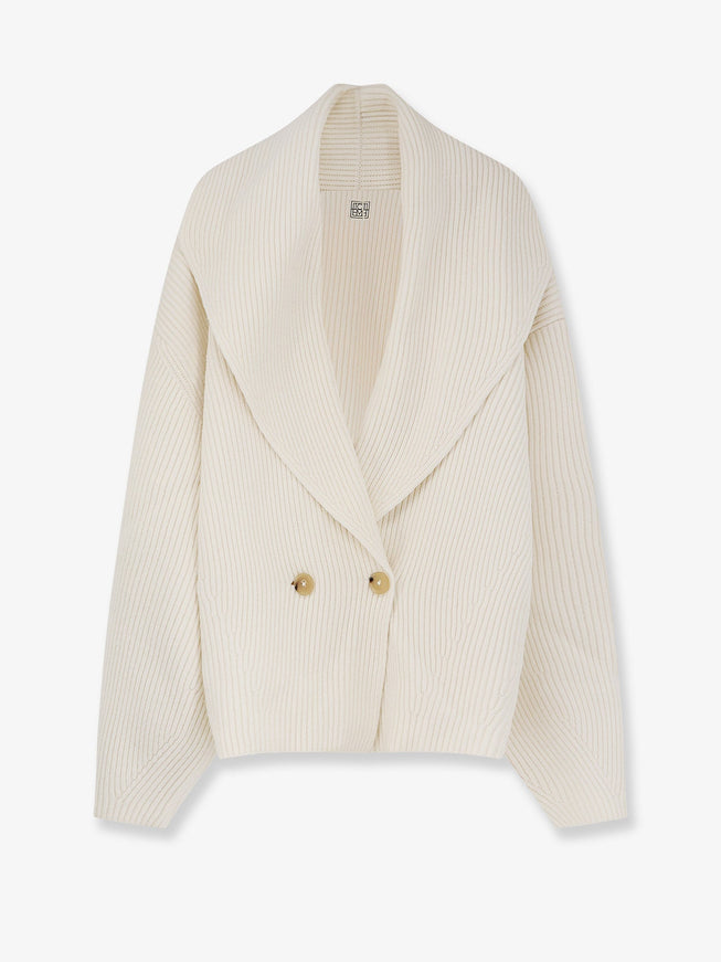 Toteme Shawl-Lapel Wool Cardigan Milk