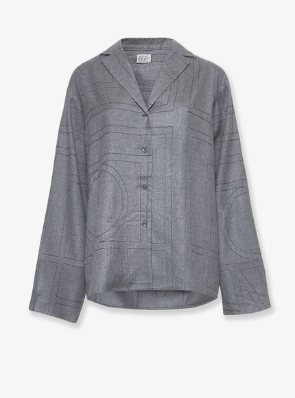Toteme Monogram Shirt With All-Over Logo Print Smokemelange