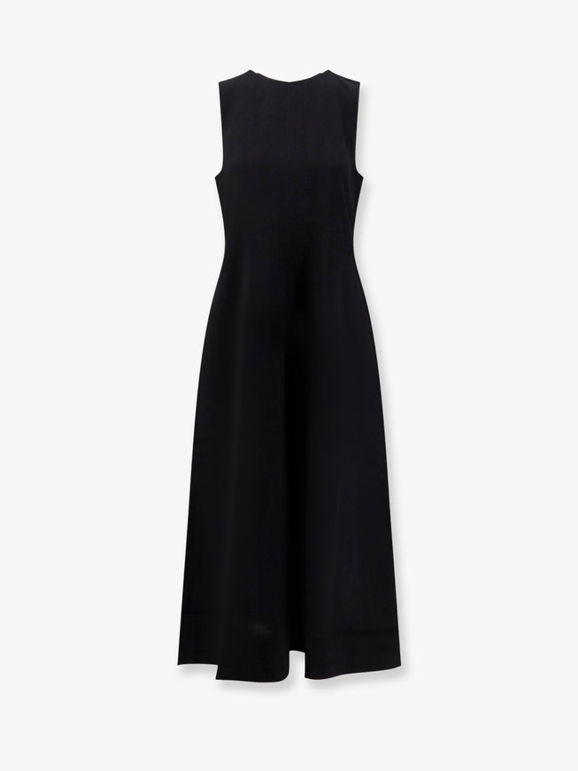 Toteme Woven Stripes Long Viscose Dress Black