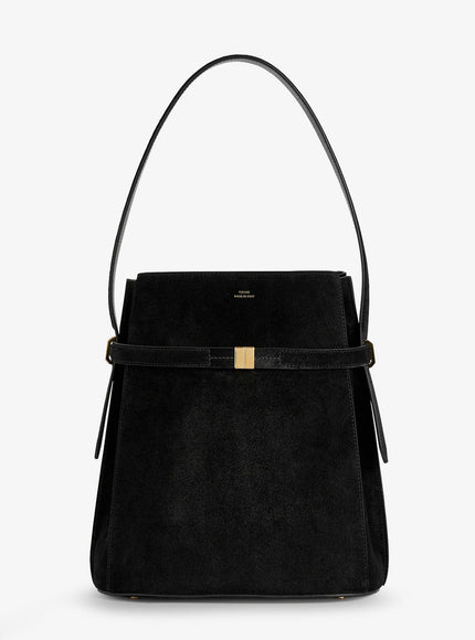 Toteme Belted Suede Bucket Bag Uni Nero