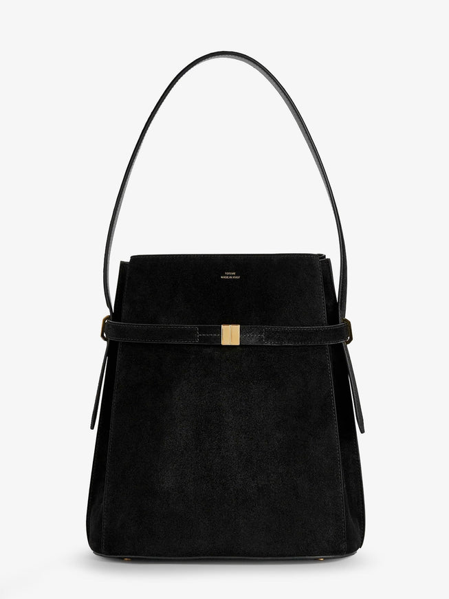 Toteme Belted Suede Bucket Bag Uni Nero