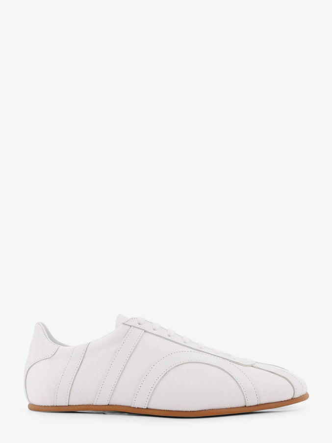 Toteme Canvas Low-Top Sneakers With Leather Profiles White
