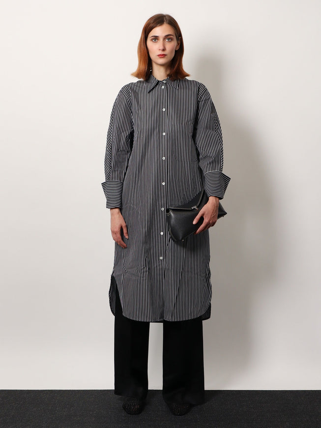 Toteme Striped Kimono-Sleeve Shirtdress