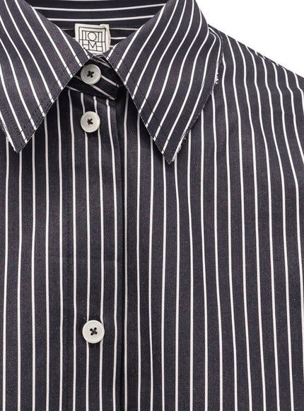 Toteme Striped Kimono-Sleeve Shirtdress