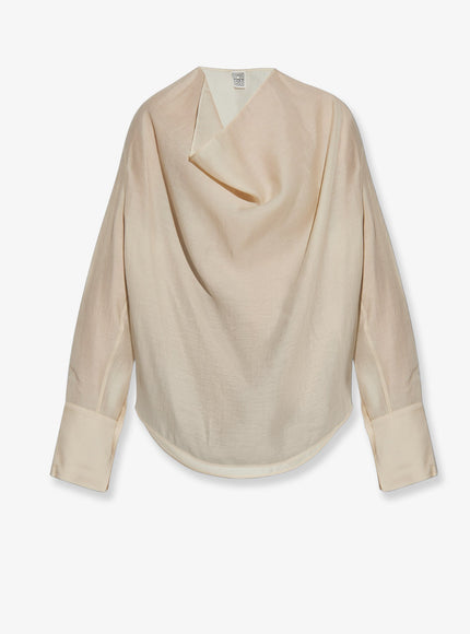 Toteme Lyocell And Linen Blend Shirt Ecru