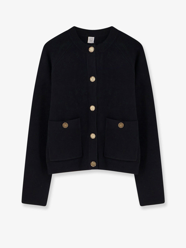 Toteme Wool And Cashmere Blend Cardigan Black