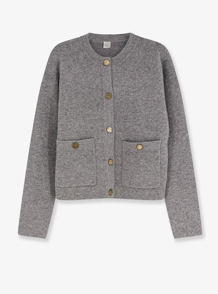 Toteme Wool And Cashmere Blend Cardigan Grey Melange