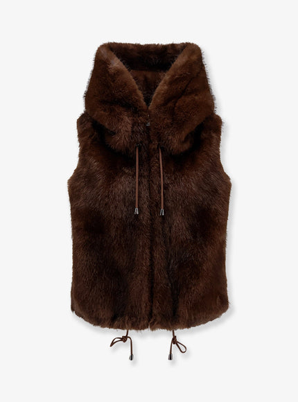 Valentini 1972 Sleeveless Faux Fur Jacket Cocoa