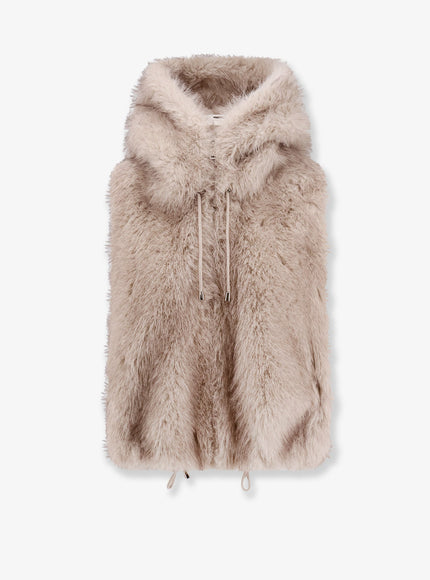 Valentini 1972 Sleeveless Faux Fur Jacket Linen