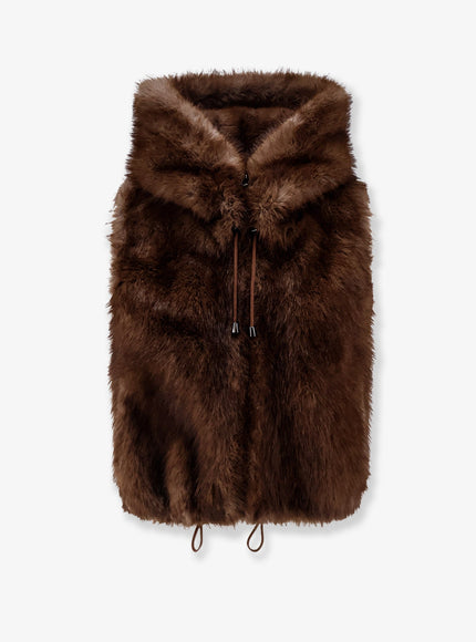 Valentini 1972 Sleeveless Faux Fur Jacket Military