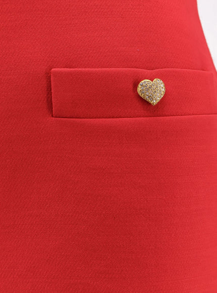 Valentino Crepe Couture Skirt With Heart Jewel Buttons