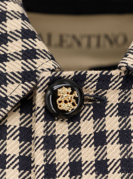 Valentino Wool And Cotton Coat With Vichy Motif
