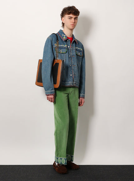 Valentino Denim Jacket With Multicolor Embroidery