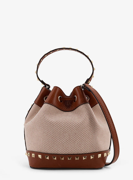 Valentino Garavani Rockstud Spike Canvas And Leather Shoulder Bag