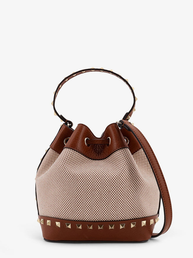 Valentino Garavani Rockstud Spike Canvas And Leather Shoulder Bag