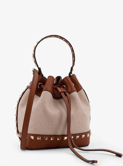 Valentino Garavani Rockstud Spike Canvas And Leather Shoulder Bag