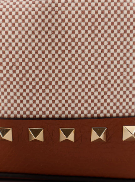 Valentino Garavani Rockstud Spike Canvas And Leather Shoulder Bag