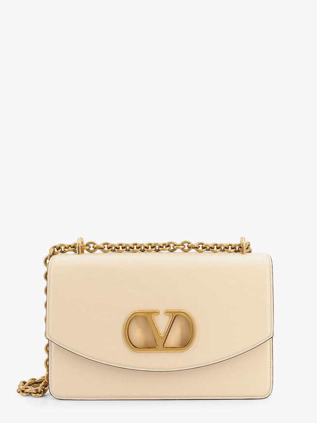 Valentino Garavani Vain Leather Shoulder Bag With Vlogo Signature Detail Uni Bianco