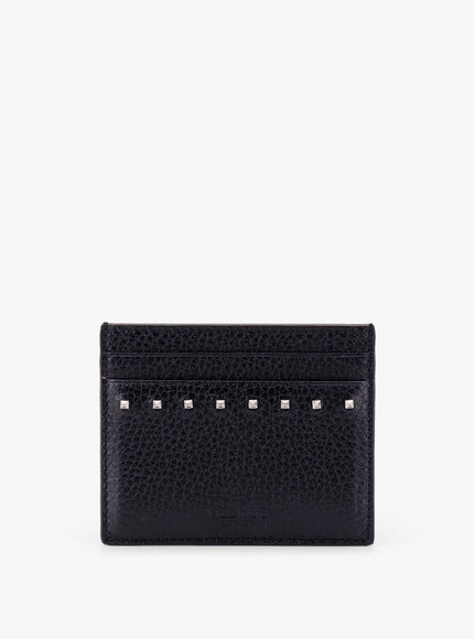 Valentino Garavani Leather Card Holder With Stud Detail Uni Nero