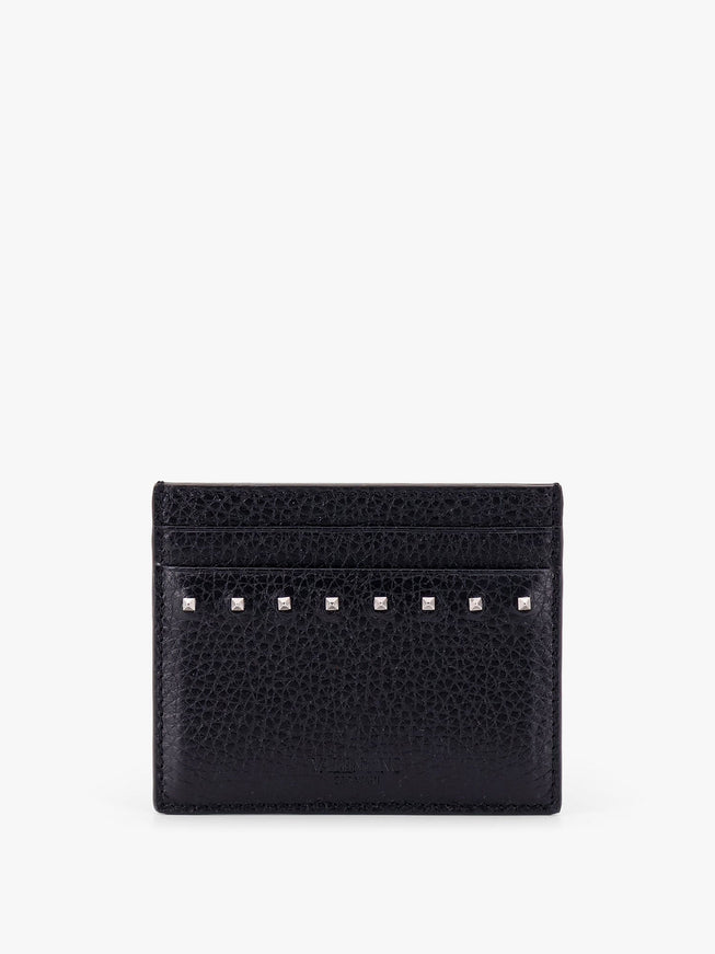 Valentino Garavani Leather Card Holder With Stud Detail Uni Nero
