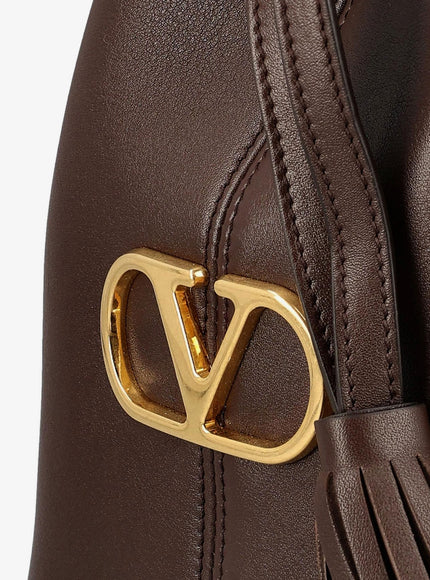 Valentino Garavani Leather Bucket Bag With Metal Vlogo Signature