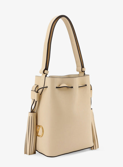 Valentino Garavani Leather Bucket Bag With Metal Vlogo Signature