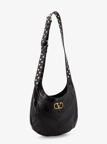 Valentino Garavani Leather Hobo Crossbody Bag With Metal Vlogo Signature