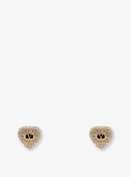 Valentino Garavani Coeur Royal Metal And Swarovski® Crystals Earrings Uni Oro Nero Crystal
