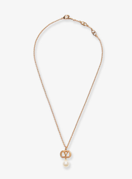Valentino Garavani Ovalette Metal Necklace Uni Oro Cream