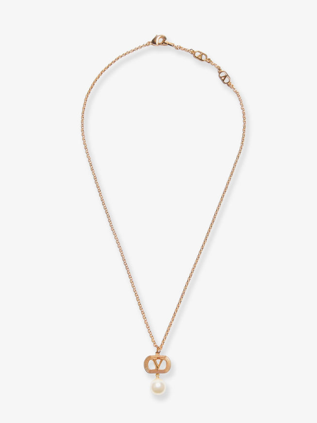Valentino Garavani Ovalette Metal Necklace Uni Oro Cream