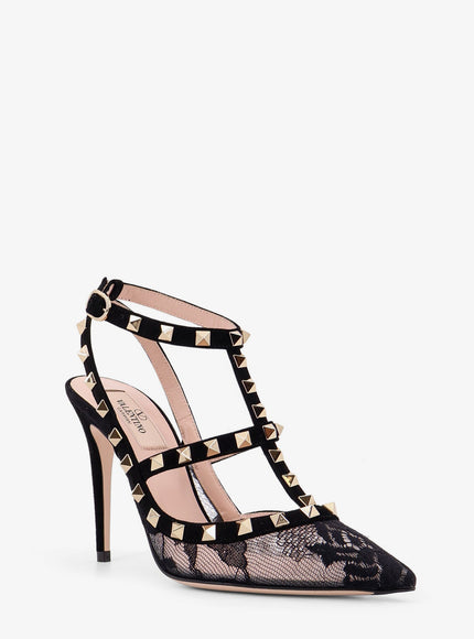 Valentino Garavani Rockstud Suede And Lace Pumps
