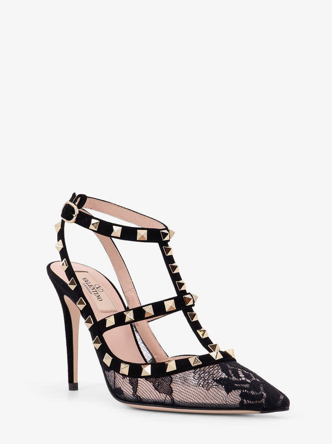 Valentino Garavani Rockstud Suede And Lace Pumps