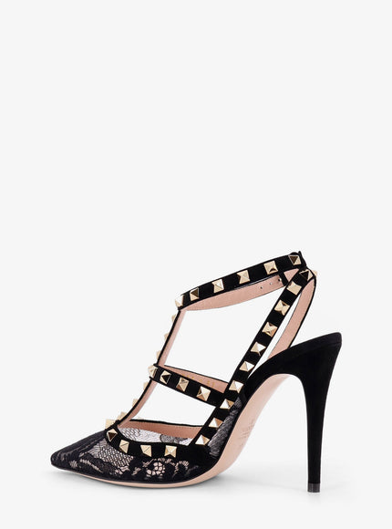 Valentino Garavani Rockstud Suede And Lace Pumps