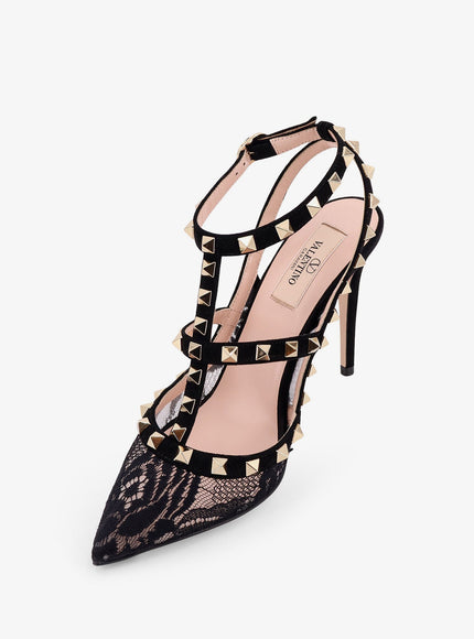 Valentino Garavani Rockstud Suede And Lace Pumps