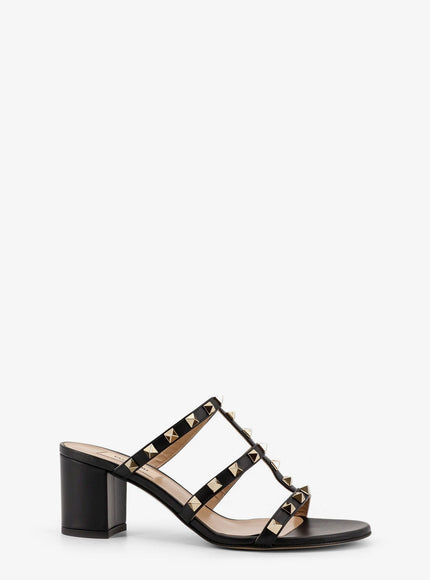 Valentino Garavani Rockstud Slide Leather Sandals Nero