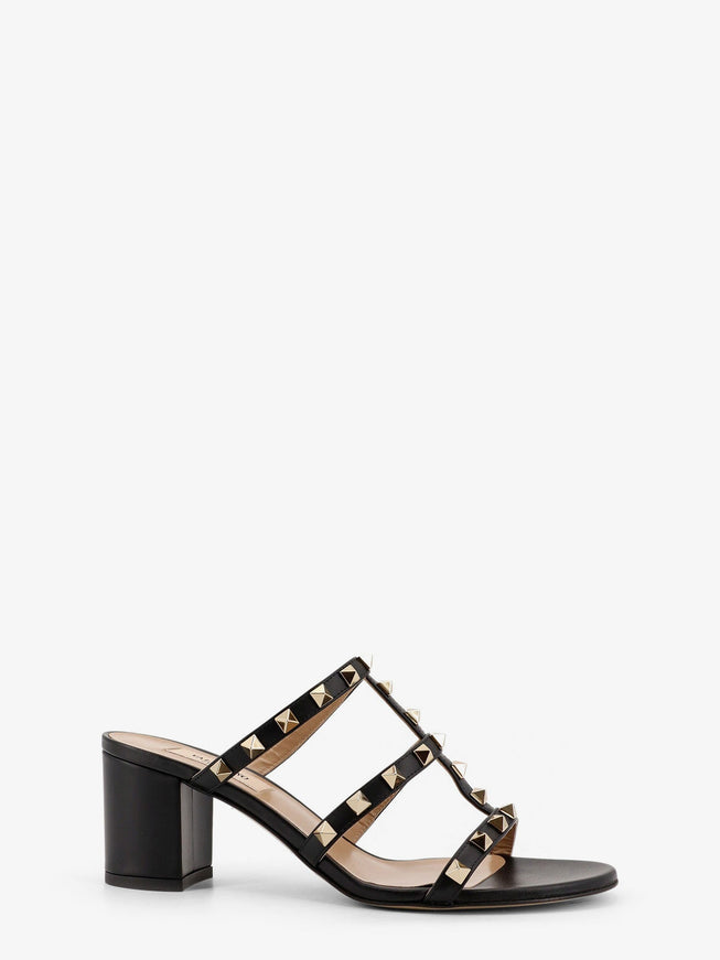 Valentino Garavani Rockstud Slide Leather Sandals Nero