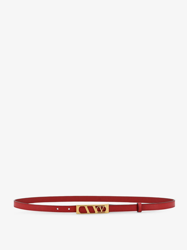 Valentino Garavani Vlogo Leather Belt Rosso V