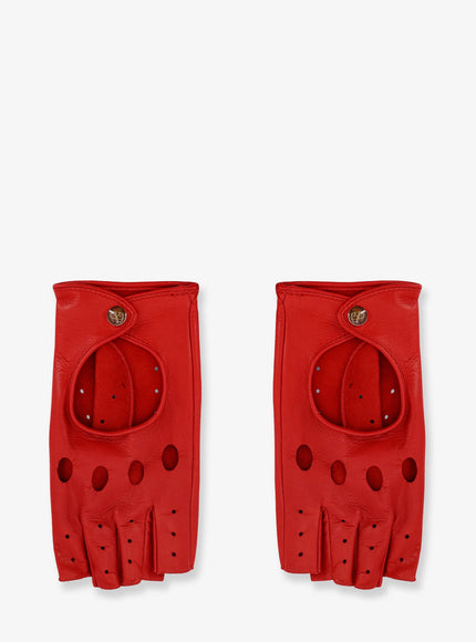 Valentino Garavani Leather Gloves Rouge Pur Marrone Oro