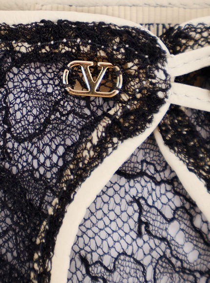 Valentino Garavani Lace Gloves With Leather Profiles
