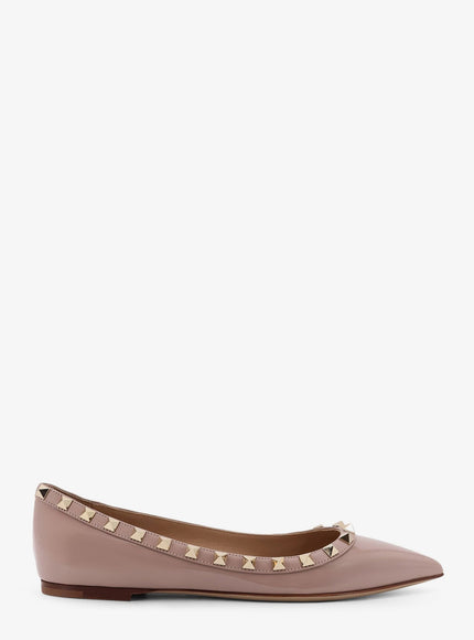 Valentino Garavani Rockstud Patent Leather Ballerinas Poudre