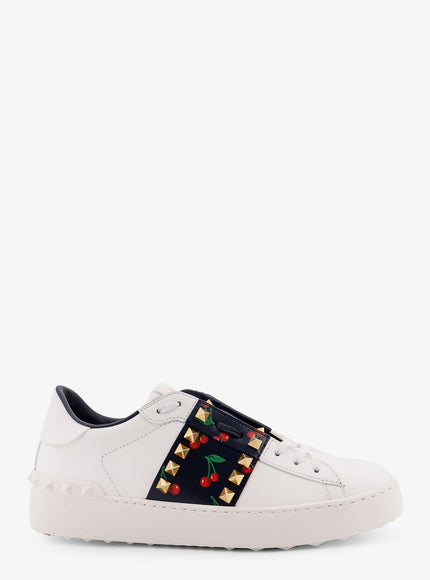 Valentino Garavani Rockstud Untitled Leather Low-Top Sneakers Bianco Blu-Rosso-Verde Bianco
