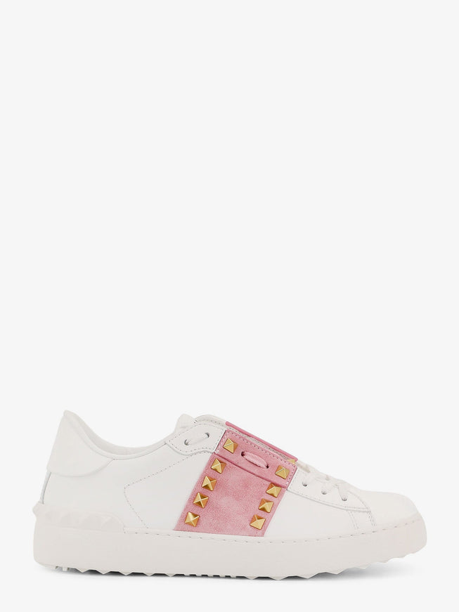Valentino Garavani Rockstud Untitled Leather Low-Top Sneakers Bianco Vintage Rose Bianco
