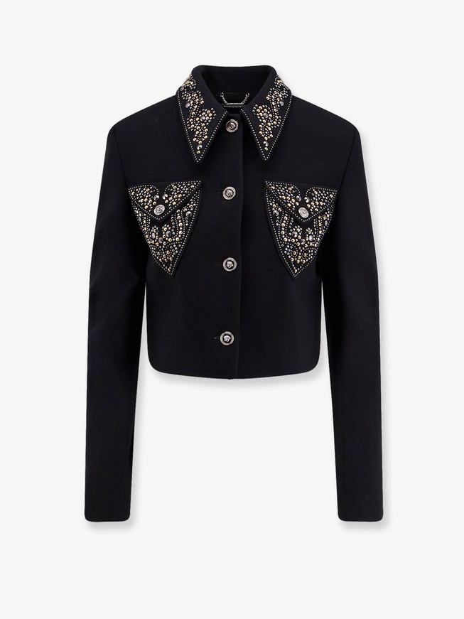 Versace Informal Light Weight Wool Crepe Blazer Black