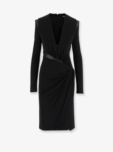 Versace Crepe Mini Dress With V-Neckline Black