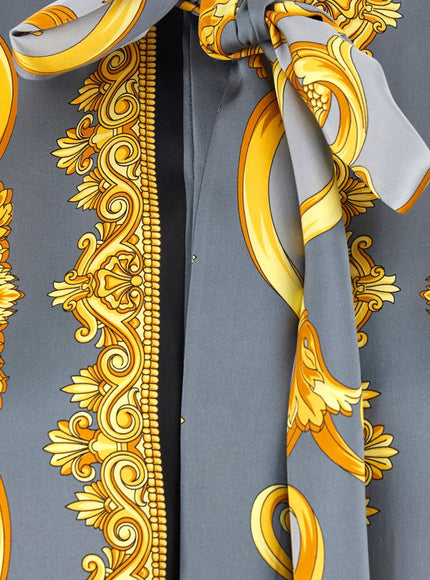 Versace Cheetah Foulard Lavallière Silk Shirt