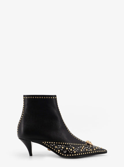 Versace Leather Ankle Boots Black-Versace Gold+Palladium